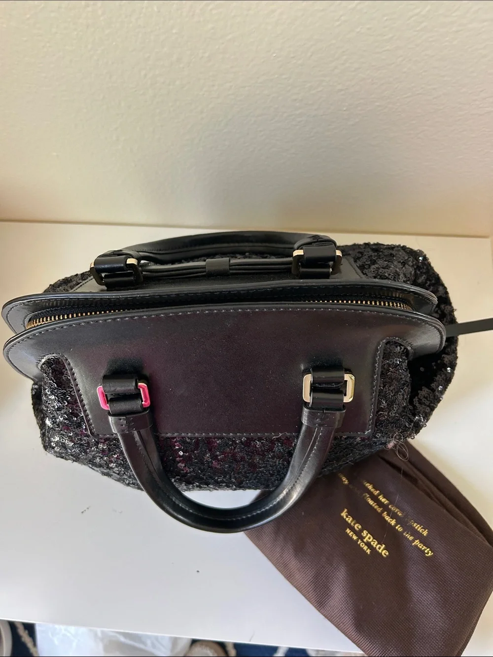 kate spade Black Sequin Bow-Accent Satchel